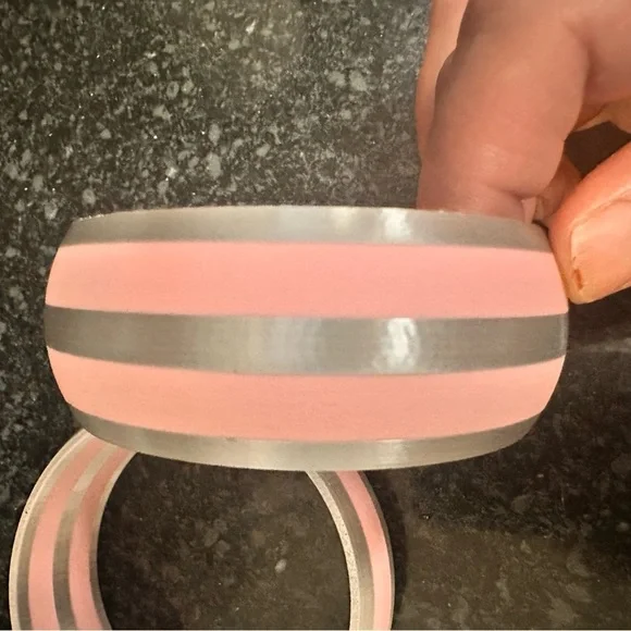 Set of 2 Pink and Silver Striped Bangles - 3D Printed - Picture 3 of 5